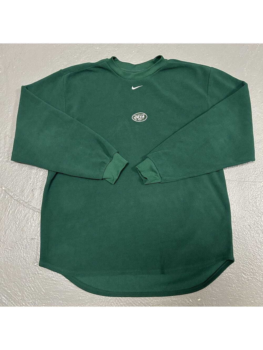 VINTAGE Nike New York Jets Center Swoosh Green Fleece Sweatshirt Size Large
